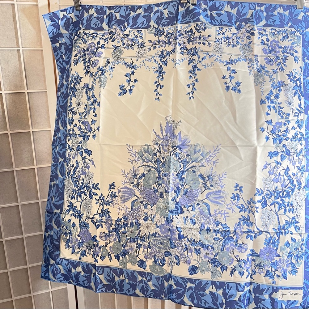 Jim Thompson 100% Silk Floral Vintage Scarf Made in Thailand